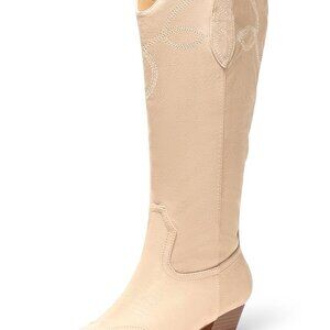 Women's Mid Calf Western Boots Square Toe Chunky Heel Wide Calf